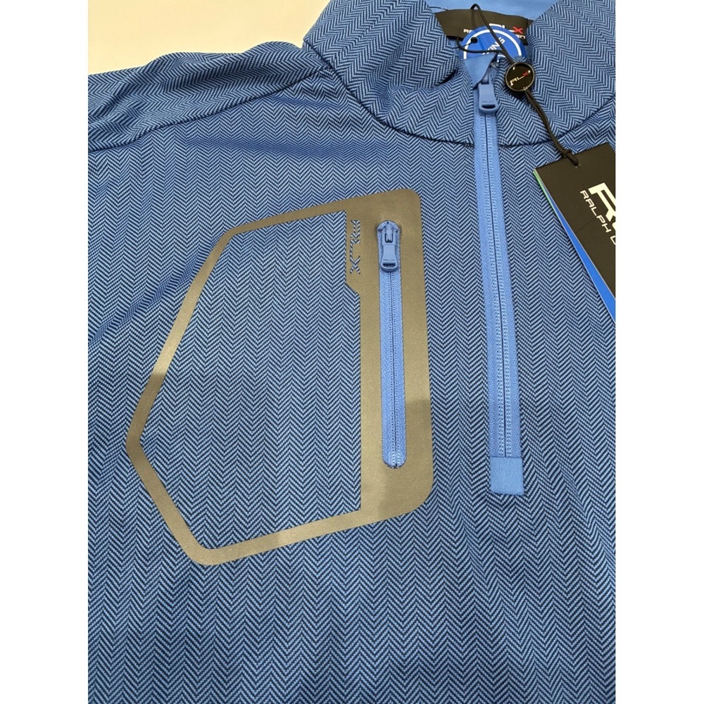 RLX Ralph Lauren Performance Quarter Zip Golf Wicking Pullover Blue Herringbone - Picture 2 of 13